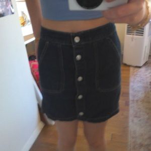 dark blue denim skirt